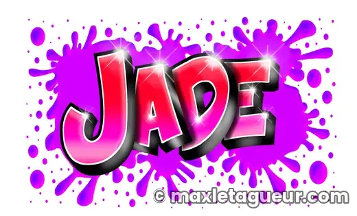 Graffiti prénom Jade rose et violet – lettrage graffiti – Max Le Tagueur