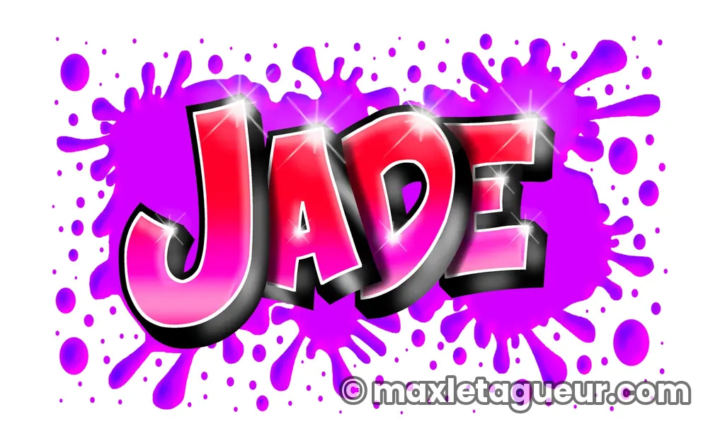 Graffiti prénom Jade rose et violet – lettrage graffiti – Max Le Tagueur