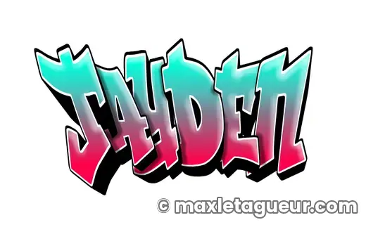 Graffiti prénom Jayden turquoise et gris – lettrage graffiti – style 4 – Max Le Tagueur – 2021