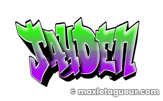 Graffiti prénom Jayden vert et gris – lettrage graffiti – style 7 – Max Le Tagueur – 2021
