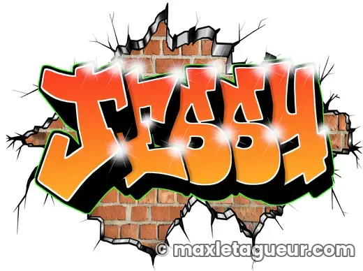 Graffiti prénom Jessy orange et noir – lettrage graffiti – Max Le Tagueur – 2022