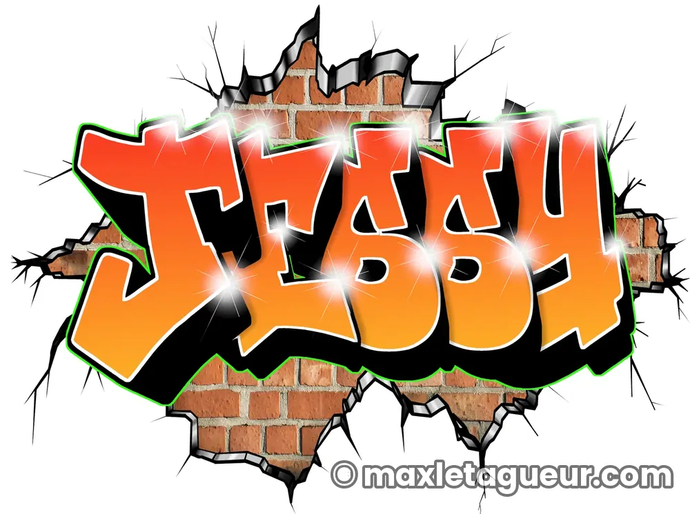 Graffiti prénom Jessy orange et noir – lettrage graffiti – Max Le Tagueur – 2022