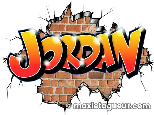 Graffiti prénom Jordan orange et gris – lettrage graffiti – Max Le Tagueur – 2022