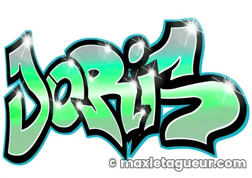 Graffiti prénom Joris vert et noir – lettrage graffiti – style 2 – Max Le Tagueur