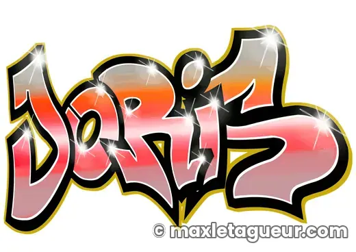 Graffiti prénom Joris rouge et noir – lettrage graffiti – style 6 – Max Le Tagueur