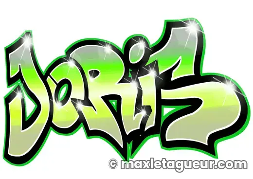Graffiti prénom Joris vert et noir – lettrage graffiti – style 8 – Max Le Tagueur