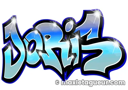 Graffiti prénom Joris turquoise et bleu – lettrage graffiti – style 9 – Max Le Tagueur