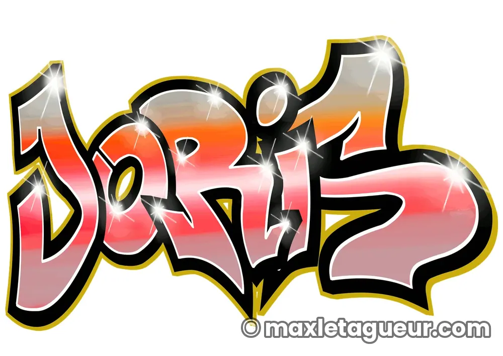 Graffiti prénom Joris rouge et noir – lettrage graffiti – Max Le Tagueur