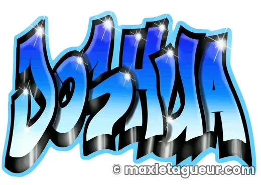 Graffiti prénom Joshua bleu et turquoise – lettrage graffiti – style 7 – Max Le Tagueur