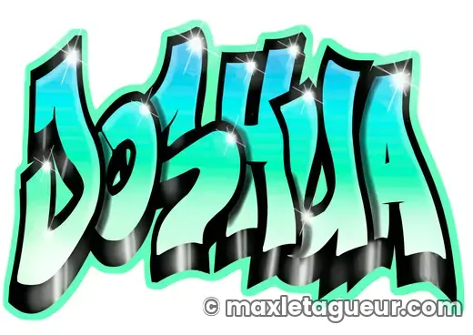 Graffiti prénom Joshua vert et turquoise – lettrage graffiti – Max Le Tagueur