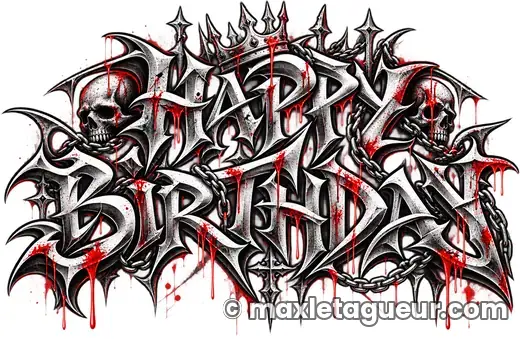 Graffiti Joyeux anniversaire gris et rouge – lettrage graffiti – style 18 – Max Le Tagueur – 2026