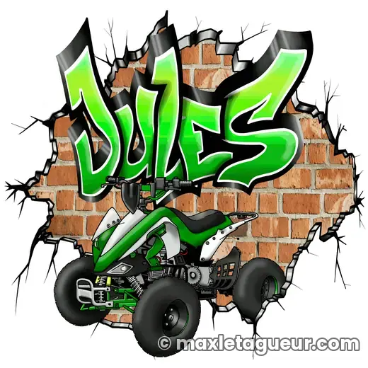 Graffiti prénom Jules gris et orange – lettrage graffiti – style 3 – Max Le Tagueur