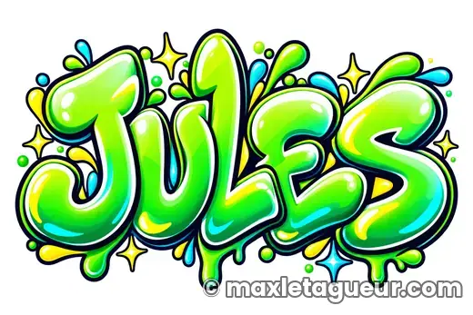 Graffiti prénom Jules vert et gris – lettrage graffiti – style 4 – Max Le Tagueur – 2026