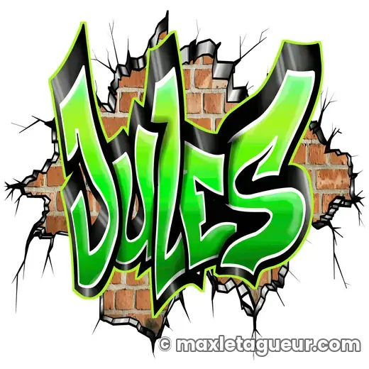 Graffiti prénom Jules vert et gris – lettrage graffiti – Max Le Tagueur