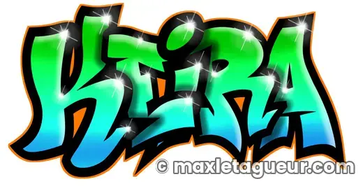 Graffiti prénom Keira noir et vert – lettrage graffiti – style 2 – Max Le Tagueur – 2020