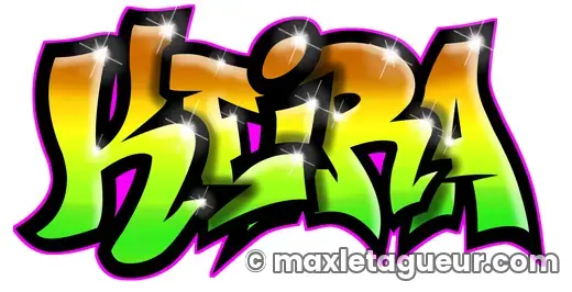 Graffiti prénom Keira noir et vert – lettrage graffiti – Max Le Tagueur – 2020