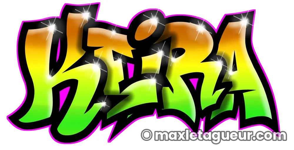 Graffiti prénom Keira noir et vert – lettrage graffiti – Max Le Tagueur – 2020