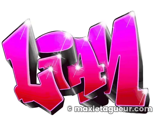 Graffiti prénom Liam rose et gris – lettrage graffiti – style 7 – Max Le Tagueur