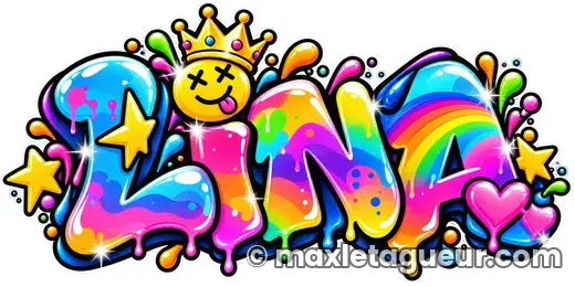 Graffiti prénom Lina rose et jaune – lettrage graffiti – Max Le Tagueur – 2026