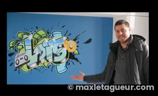 Graffiti prénom Loïs noir et bleu – sticker graffiti – style 2 – Max Le Tagueur