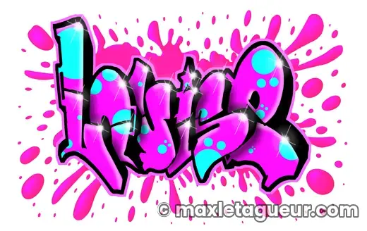 Graffiti prénom Louis rose et noir – lettrage graffiti – style 10 – Max Le Tagueur