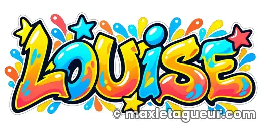 Graffiti prénom Louise jaune et turquoise – lettrage graffiti – Max Le Tagueur – 2026