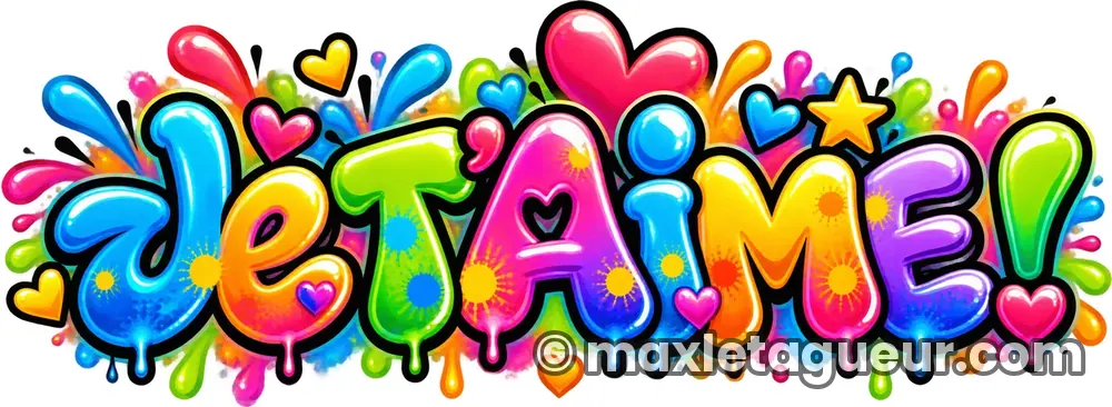 Graffiti Love & Je t'aime vert et rose – lettrage graffiti – Max Le Tagueur – 2026