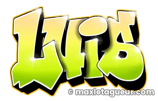 Graffiti prénom Luis jaune et vert – lettrage graffiti – Max Le Tagueur – 2020