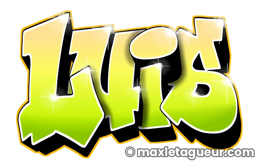 Graffiti prénom Luis jaune et vert – lettrage graffiti – Max Le Tagueur – 2020