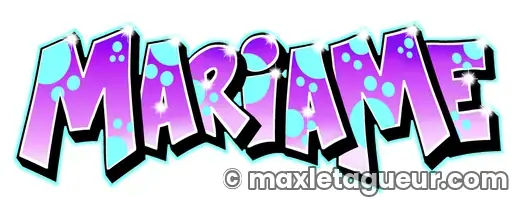 Graffiti prénom Mariame violet et turquoise – lettrage graffiti – Max Le Tagueur