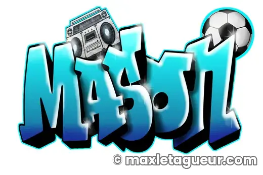 Graffiti prénom Mason turquoise et noir – lettrage graffiti – Max Le Tagueur – 2019