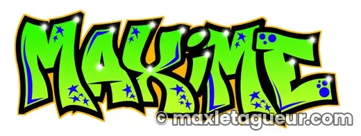 Graffiti prénom Maxime vert et noir – lettrage graffiti – Max Le Tagueur – 2021