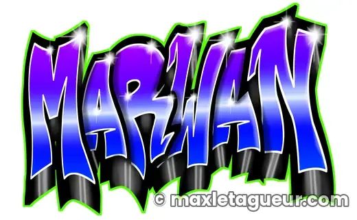 Graffiti prénom Merwan bleu et noir – lettrage graffiti – Max Le Tagueur – 2021
