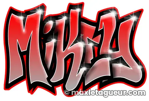 Graffiti prénom Mikey rouge et noir – lettrage graffiti – style 2 – Max Le Tagueur – 2020