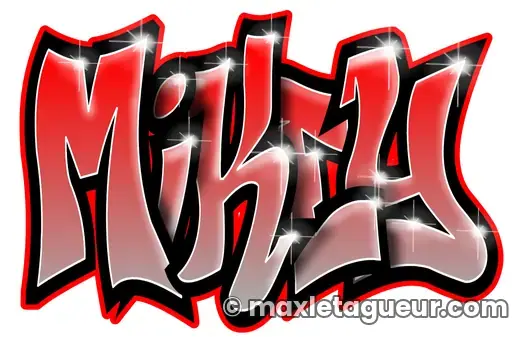 Graffiti prénom Mikey rouge et noir – lettrage graffiti – style 5 – Max Le Tagueur – 2021
