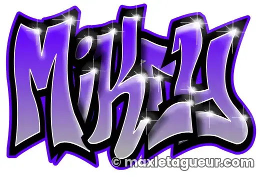 Graffiti prénom Mikey violet et noir – lettrage graffiti – Max Le Tagueur – 2020