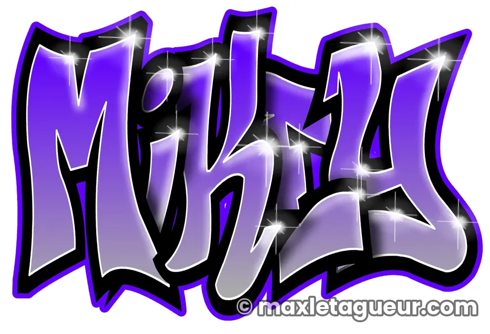 Graffiti prénom Mikey violet et noir – lettrage graffiti – Max Le Tagueur – 2020