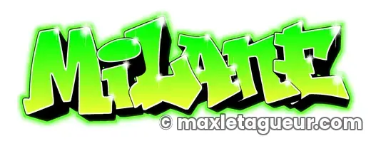 Graffiti prénom Milane vert et noir – lettrage graffiti – style 2 – Max Le Tagueur – 2021
