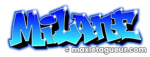 Graffiti prénom Milane bleu et turquoise – lettrage graffiti – style 3 – Max Le Tagueur – 2021