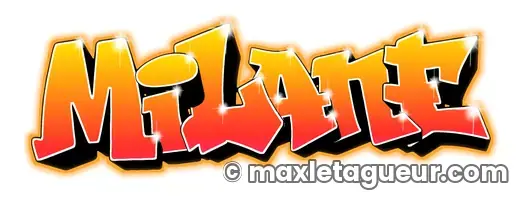 Graffiti prénom Milane orange et rouge – lettrage graffiti – Max Le Tagueur – 2021