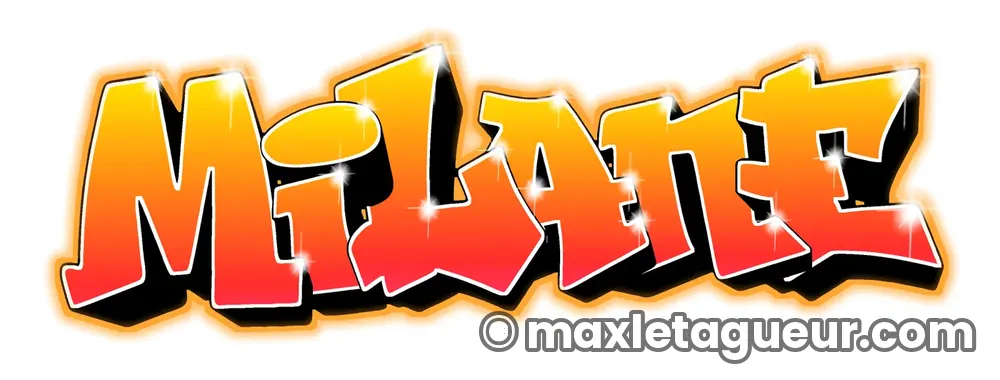 Graffiti prénom Milane orange et rouge – lettrage graffiti – Max Le Tagueur – 2021