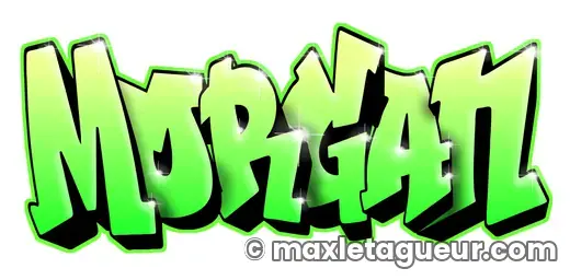 Graffiti prénom Morgan vert et noir – lettrage graffiti – style 2 – Max Le Tagueur – 2021