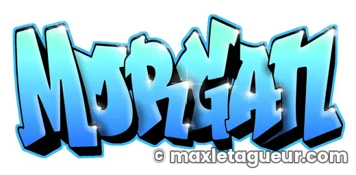 Graffiti prénom Morgan turquoise et bleu – lettrage graffiti – style 3 – Max Le Tagueur – 2021