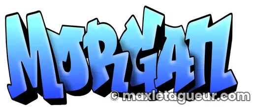 Graffiti prénom Morgan bleu et turquoise – lettrage graffiti – style 5 – Max Le Tagueur – 2021