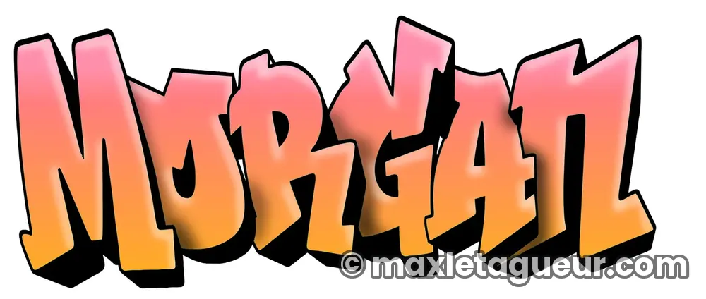 Graffiti prénom Morgan orange et rouge – lettrage graffiti – Max Le Tagueur – 2021