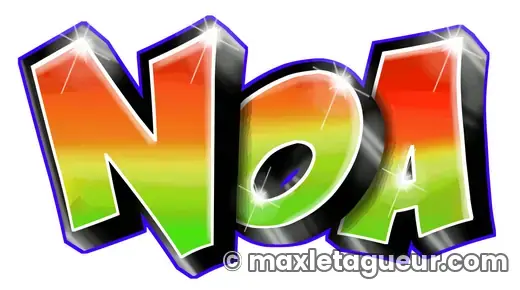 Graffiti prénom Noa vert et noir – lettrage graffiti – style 2 – Max Le Tagueur