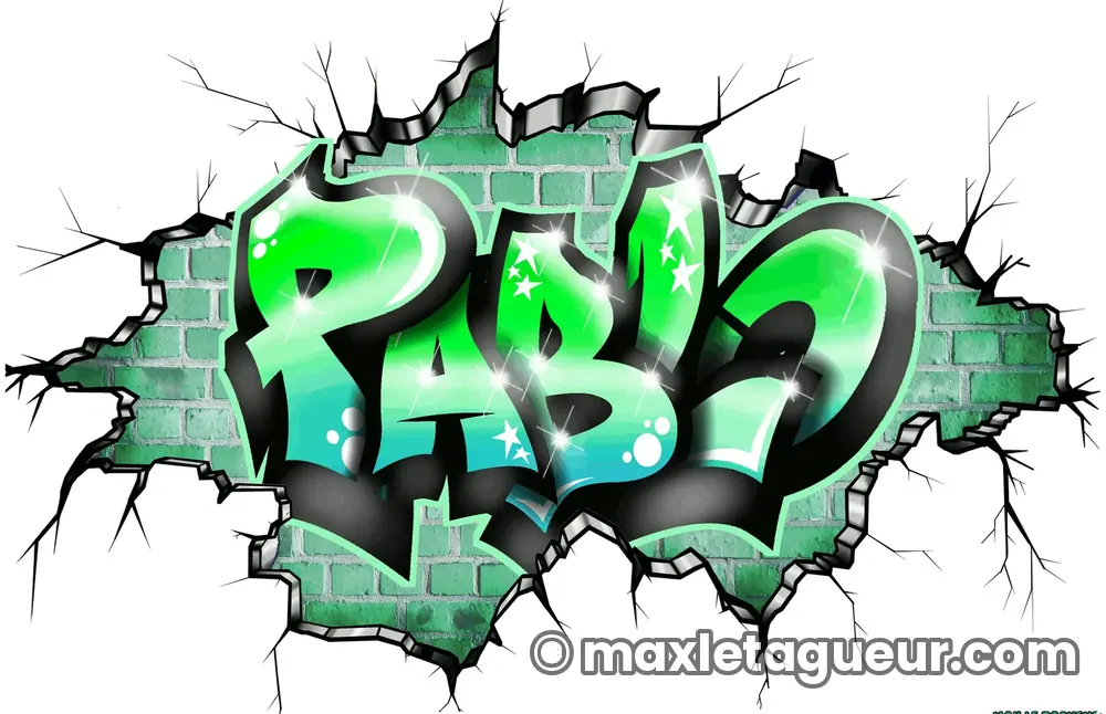 Graffiti prénom Pablo vert et gris – lettrage graffiti – Max Le Tagueur