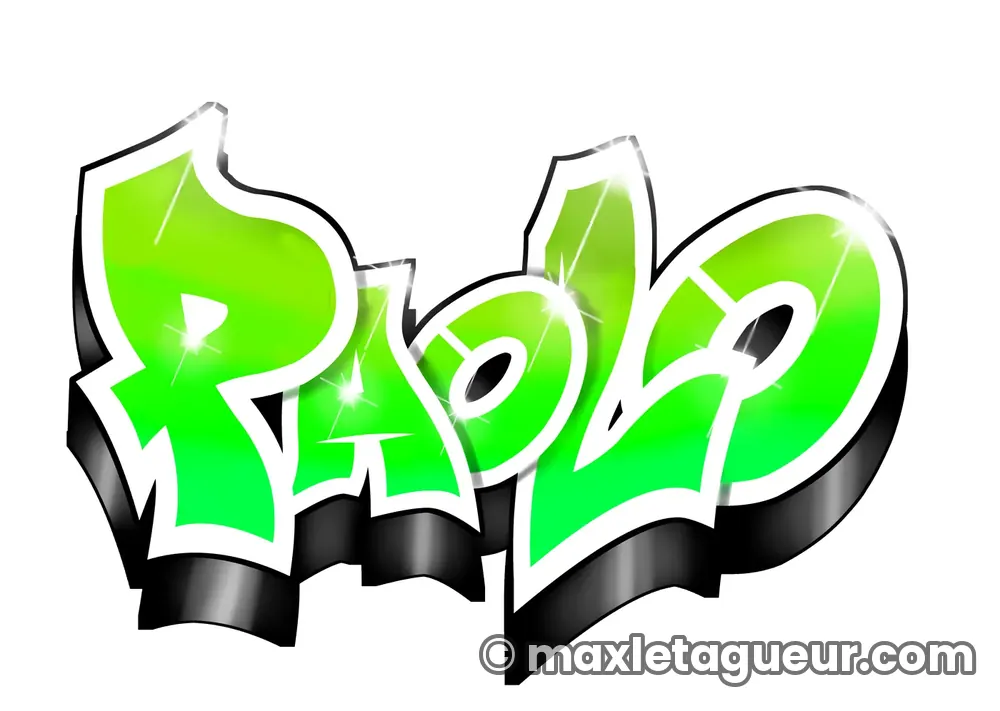Graffiti prénom Paolo vert et gris – lettrage graffiti – Max Le Tagueur – 2021