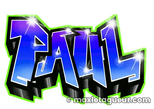 Graffiti prénom Paul bleu et noir – lettrage graffiti – style 2 – Max Le Tagueur