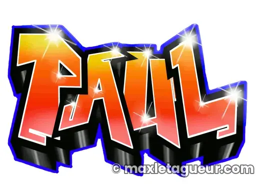 Graffiti prénom Paul noir et orange – lettrage graffiti – style 4 – Max Le Tagueur